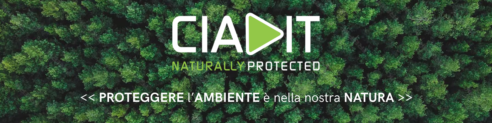Forest canopy background with the CIAIT logo and the slogan 'NATURALLY PROTECTED' in green and white text.